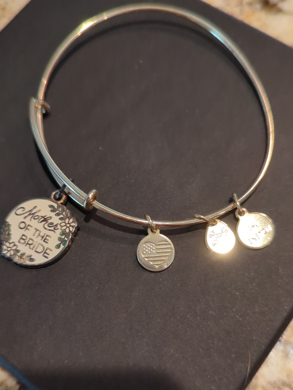 Mother of the Bride Gold  Charm Bangle Bracelet